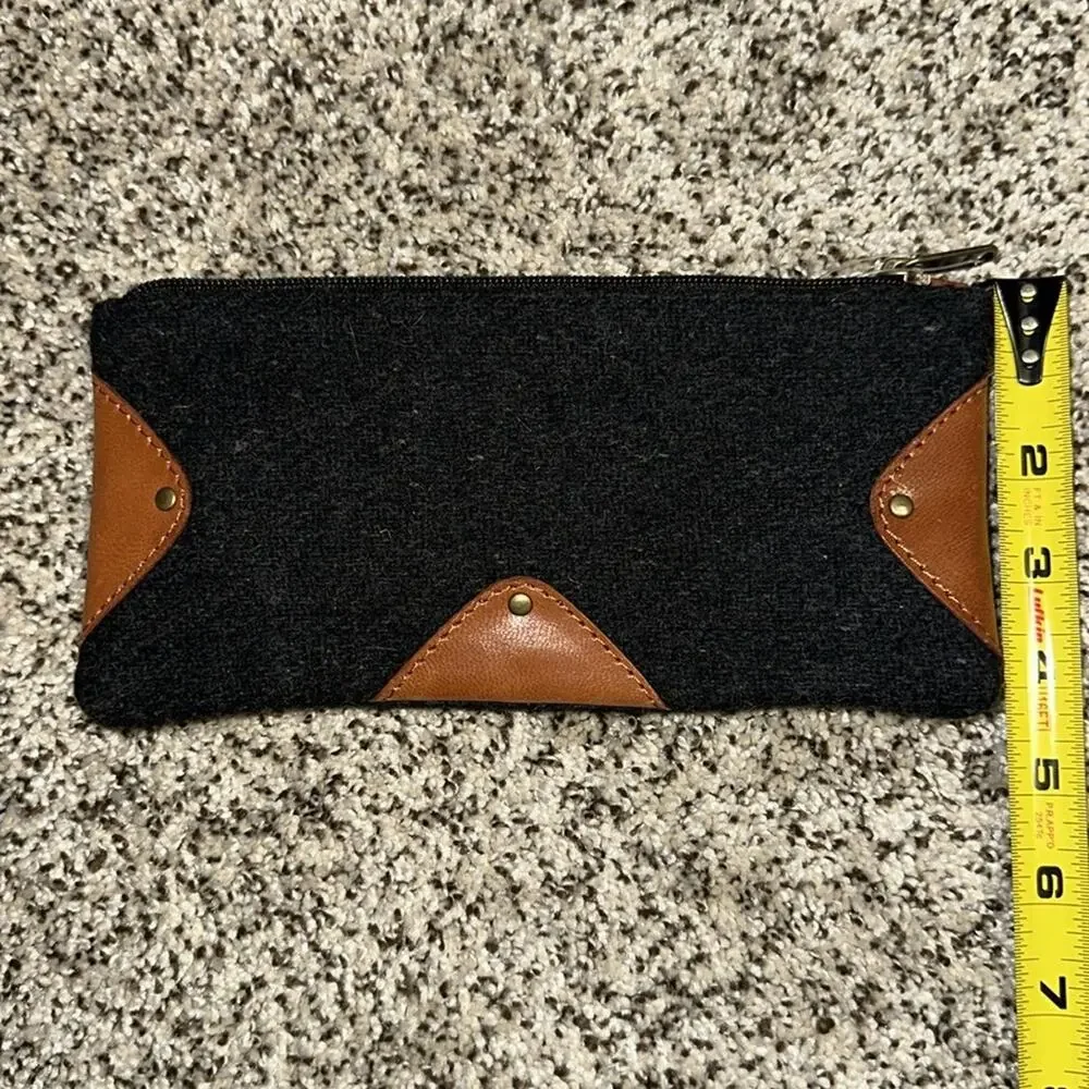Pouch with Handcrafted Genuine Leather Trim NWT